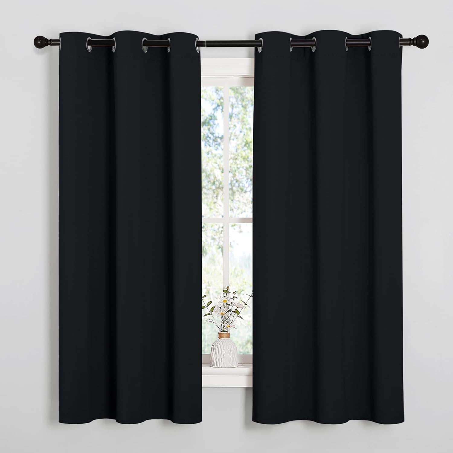 Nicetown Halloween Pitch Black Solid Curtains.