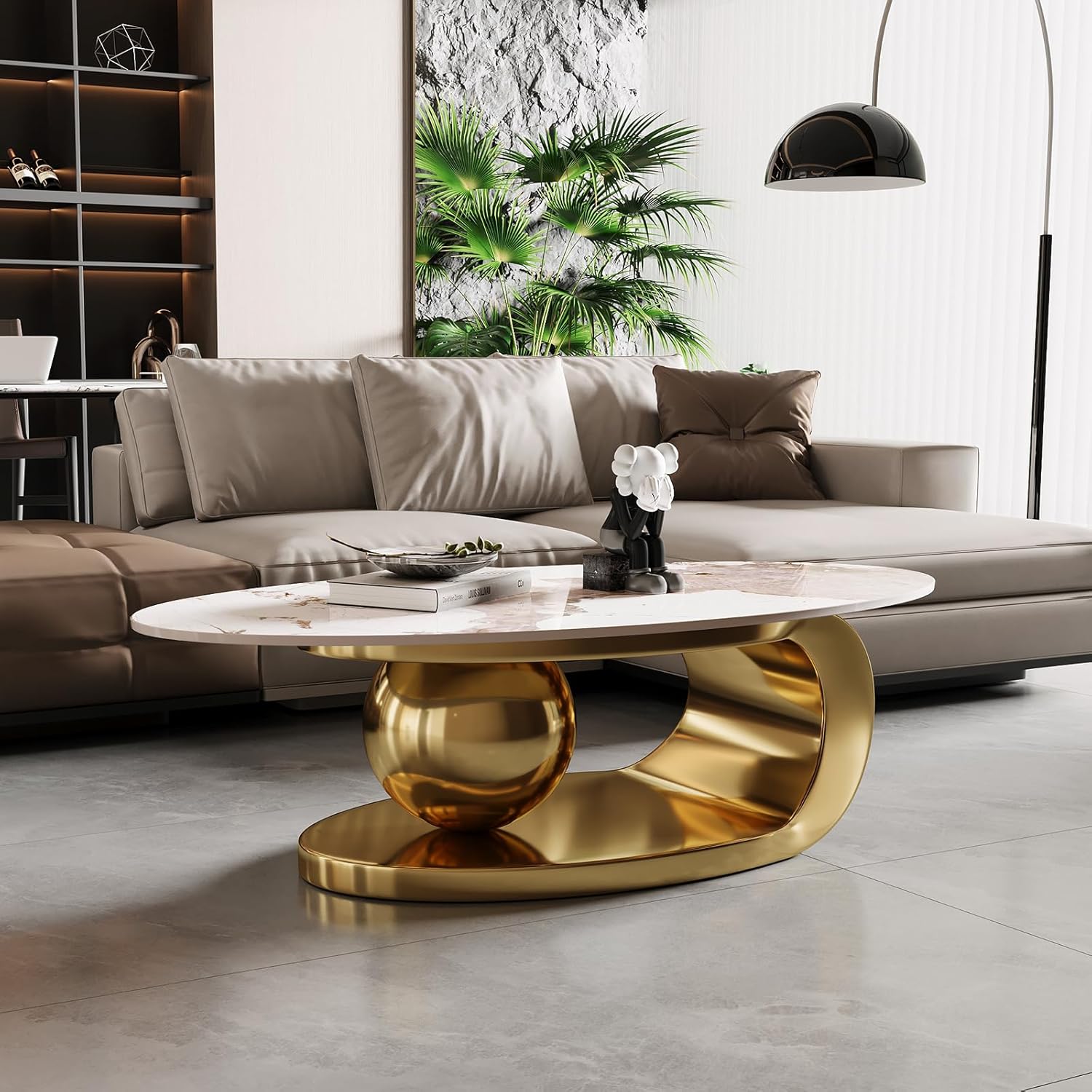 Oval Marble coffee table.